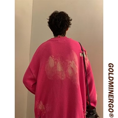 潮牌美式复古vibe高街破洞别针毛衣男女扎染小众针织衫9836-p48，男装针织衫/毛衣，星座1008