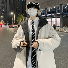 秋冬季羊羔毛外套潮宽松加绒加厚衣ins港风连帽袄W2278-P70，男装棉衣，星座512-3