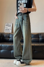 秋季美式高街hiphop重工艺水洗微喇复古蓝牛仔裤货号K2320-1P55，男装牛仔裤，电商A063