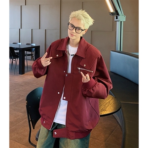秋季新款港风美式vibe潮牌宽松翻领夹克男 XZ213-JKMM01-P88控108图片