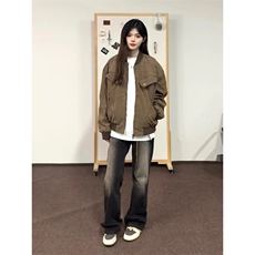 美式复古工装夹克男女秋季休闲宽松做旧哈灵顿外套潮WLJK955-P73，男装夹克，星座1008