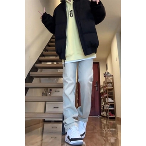 美式高街vibe重工艺水洗水泥灰hiphop弹力牛仔裤货号K2410P55图片