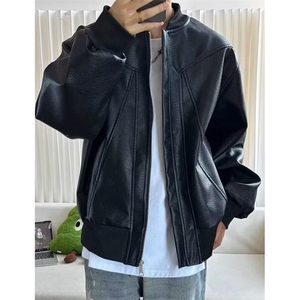 秋季新款男士皮衣夹克新款外套修身时尚上衣外套开衫JK641,黑色长裙子搭配什么颜色的上衣好看图片