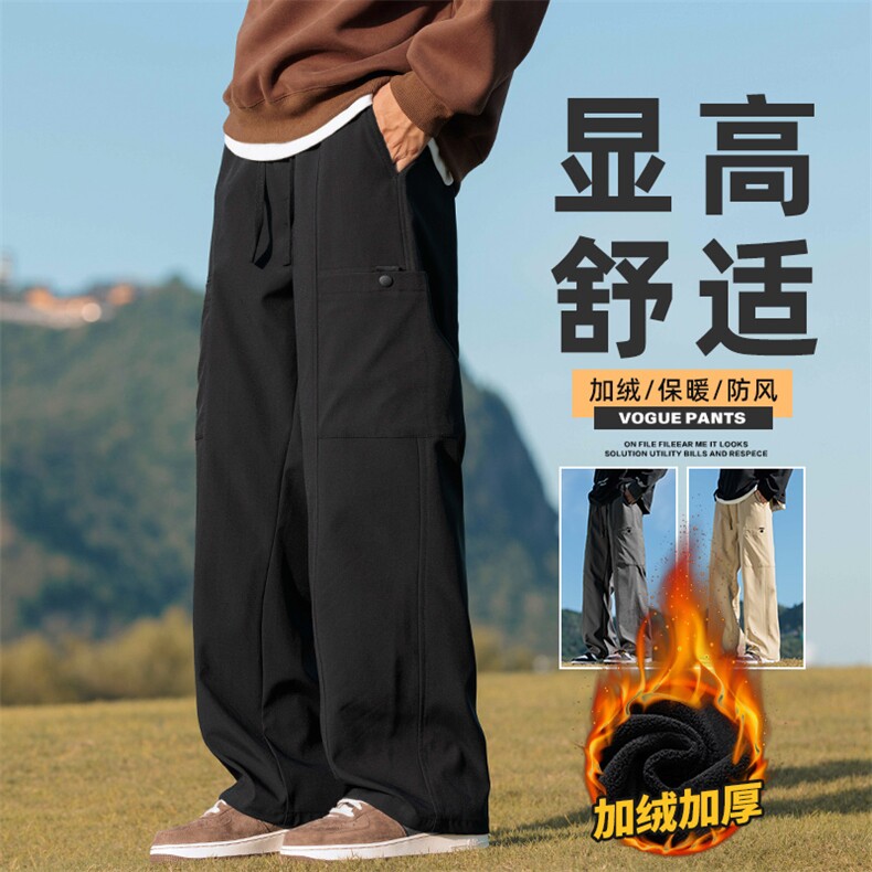 工装休闲裤男美式多口袋宽松加绒裤直筒长裤子Z9856-P45/加绒P55图片