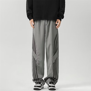 条纹降落伞兵裤子男薄款美式冲锋裤街舞阔腿裤潮牌工装裤YK70/P38图片
