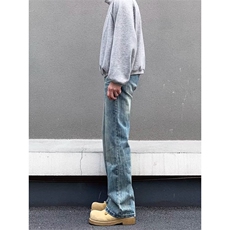 1506-1/KG9141半松紧/P48复古做旧水洗牛仔裤男潮修身直筒闪电纹，男装牛仔裤，星座1506-1