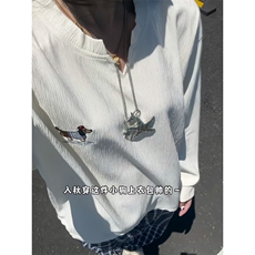 XZ809A/SYR02/特P24/控48肌理感绣花腊肠狗V领长袖T恤卫衣，男装T恤，星座809A(原222-1)