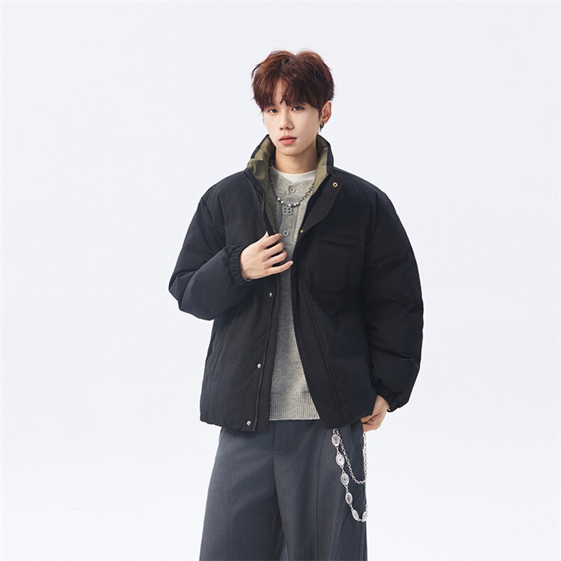 玉米格高街肌理感立领羽绒服情侣新冬90白鸭绒2025SYR2601-P240，男装羽绒服，星座610B-1