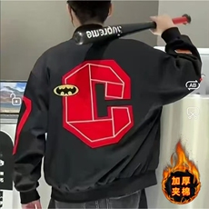 加绒青少年轻奢夹克男潮美式棒球服刺绣外套男秋冬款HH5091P80，男装夹克，星座1013-5