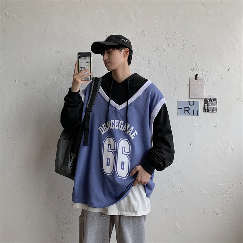 卫衣慵懒风春秋宽松bf韩版假两件上衣外套潮连帽XZ404-2-WY80,男装卫衣,星座409(原A307）