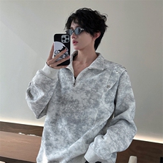 现货新款设计星星铆钉拉链立领休闲春款卫衣高街立领卫衣特P49，男装卫衣，电商B319