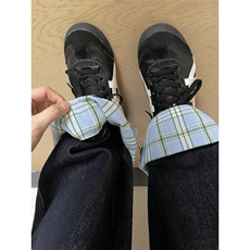 【有货】美式格子拼接卷边牛仔裤男女阔腿裤子NZ011CC-特P48，男装牛仔裤，星座1007（原301D）