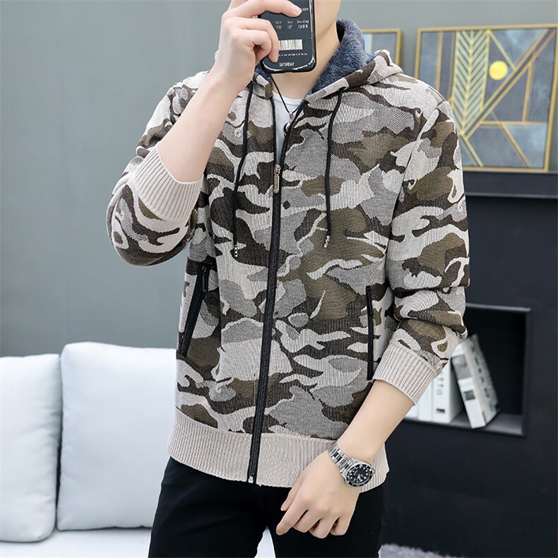 品质好秋冬季新款男士休闲连帽毛衣外套百搭加绒夹克8866-P48元，男装针织衫/毛衣，星座1706