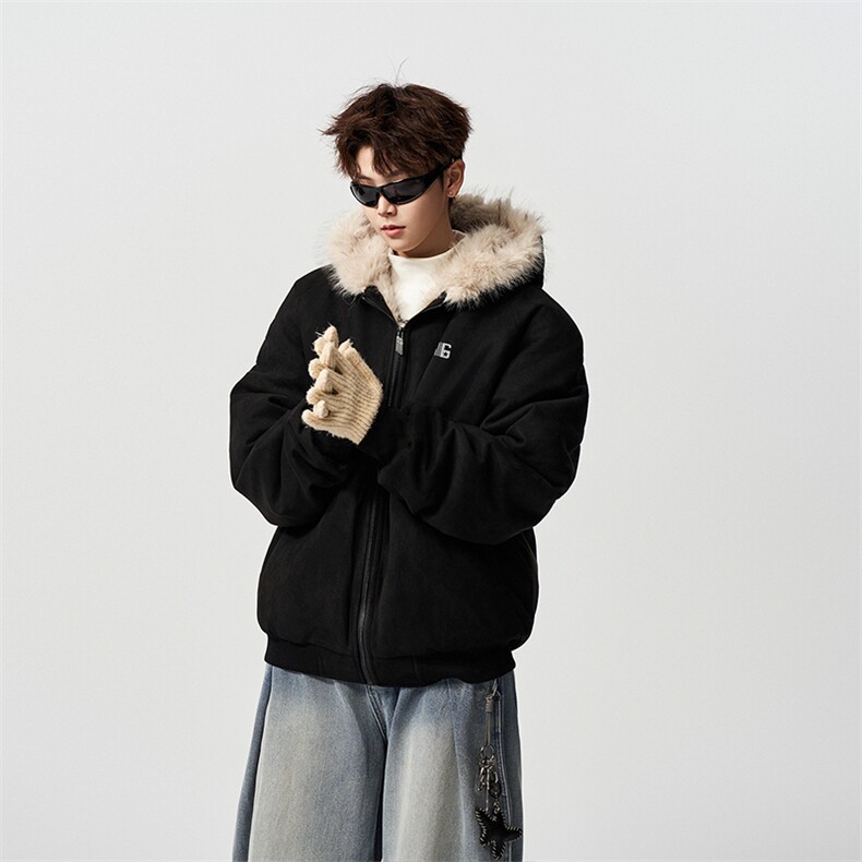 有长图冬季重磅毛领棉衣男潮宽松连帽棉袄外套派克服MF00846/P100,男装棉衣,电商B316