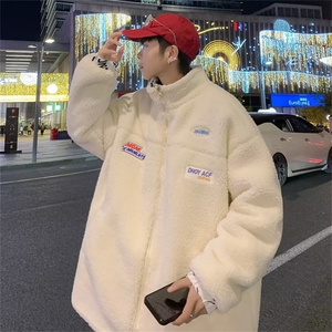 秋冬季新款两面穿羊羔毛外套男2022设计感oversize棉服 W6627-P85图片