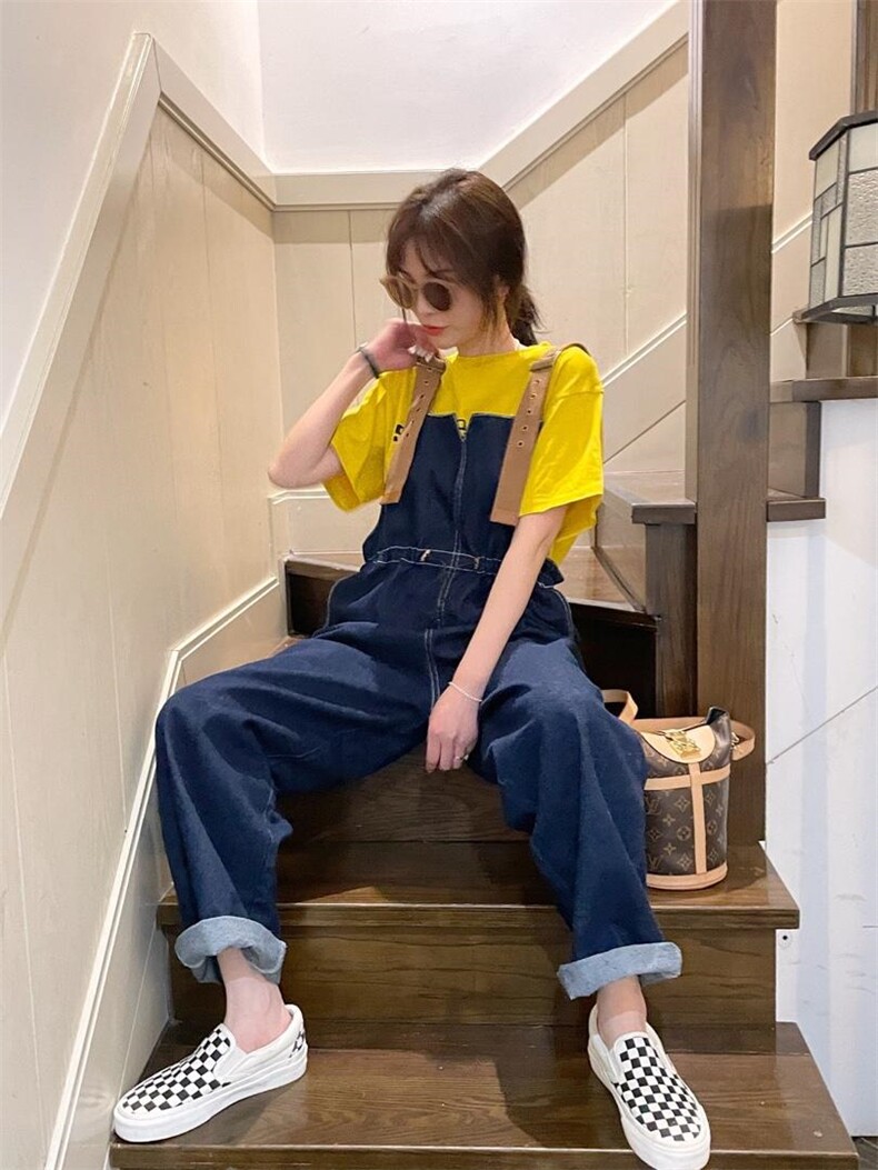 春季新款设计款牛仔背带裤，其它，单井 Single Well