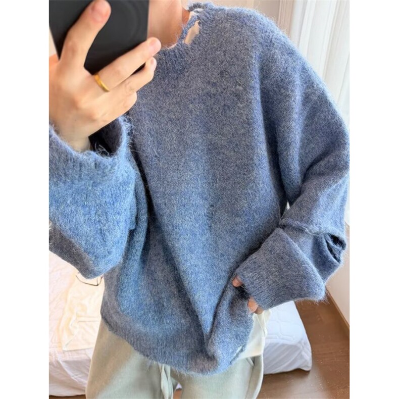 毛衣设计感小众秋冬春秋新款宽松复古港风加厚针织衫上衣M7631，男装针织衫/毛衣，星座1116A（原606A-3）