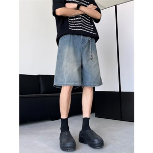 牛仔短裤男夏季薄款美式高街vibe五分裤潮牌百搭休闲裤子S211-p38图片