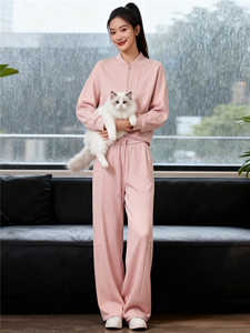 休闲时尚套装女秋季新款洋气减龄纯色圆领长袖卫衣阔腿长裤两件套图片