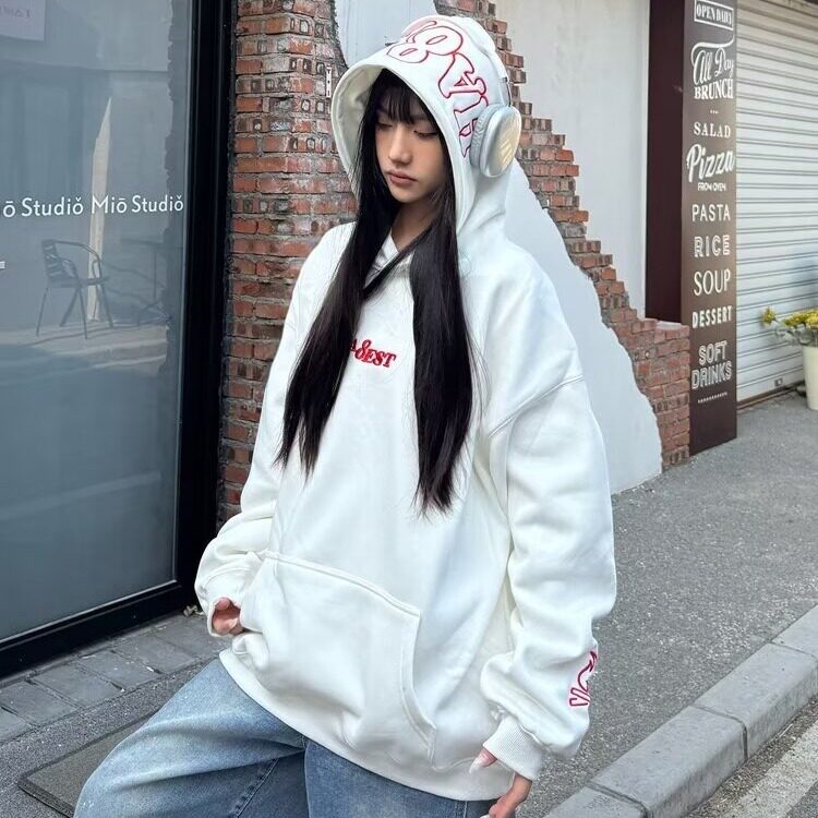 新款秋冬套头连帽上衣青少年休闲宽松运动加绒外套WYS522，女装短外套，星座516A