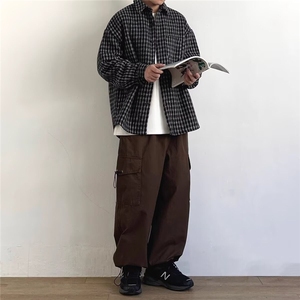 复古宽松衬衣外套春秋季学院风ins常规原宿标准翻领长袖 C130图片