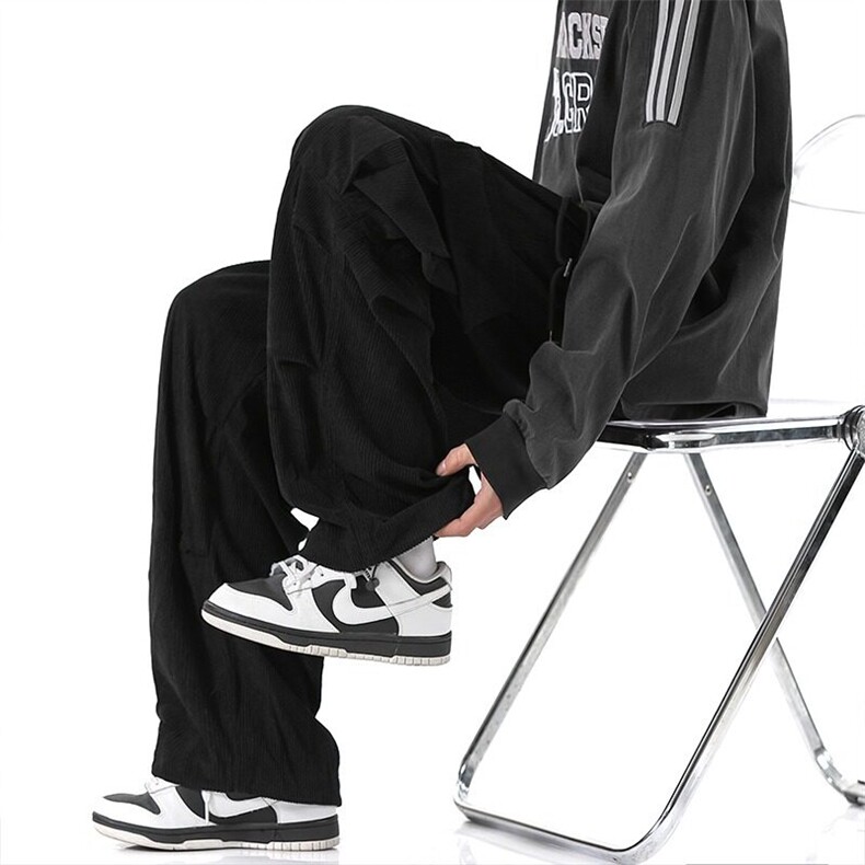 日系灯芯绒工装裤男美式复古伞兵裤青少年美拉德宽松运动阔腿裤子，男装工装外套，星座813-2