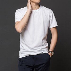 黑色收袖口短袖男款痞帅高级感小领口t恤运动健身cleanfit半截袖图片