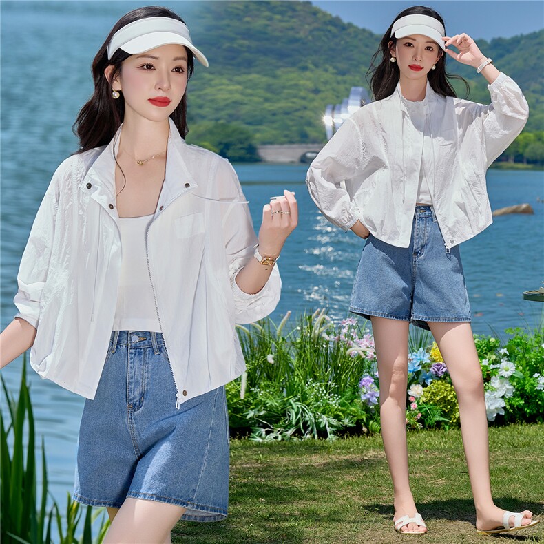 薄款防晒衣女2026新款夏季休闲宽松立领小个子轻薄透气上衣,女装防晒衣,梦懿尔