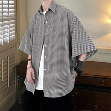 港风经典格子宽松男士衬衫A071-C03-P35，男装衬衫，电商A071