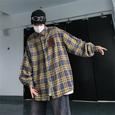 衬衫男韩版潮流格子痞子帅气高街2026秋夏季新款ins外套CY137-P35，男装衬衫，星座412