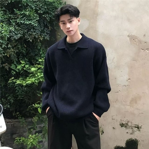 polo领毛衣男秋冬美式复古套头针织衫cleanfit慵懒高级感外套图片
