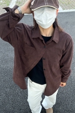 320G厚实灯芯绒衬衫男秋冬款休闲宽松复古长袖衬衣CS027-P35，男装衬衫，星座301C-5