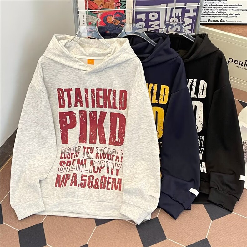 印花字母复古连帽卫衣男女连帽套头Y8049P48,男装卫衣,星座1116-2