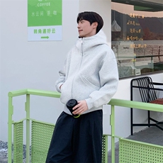 抖音得物高品质26春装美式高街重磅宽松结构高领连帽卫衣外套W60，女装短外套，电商A486