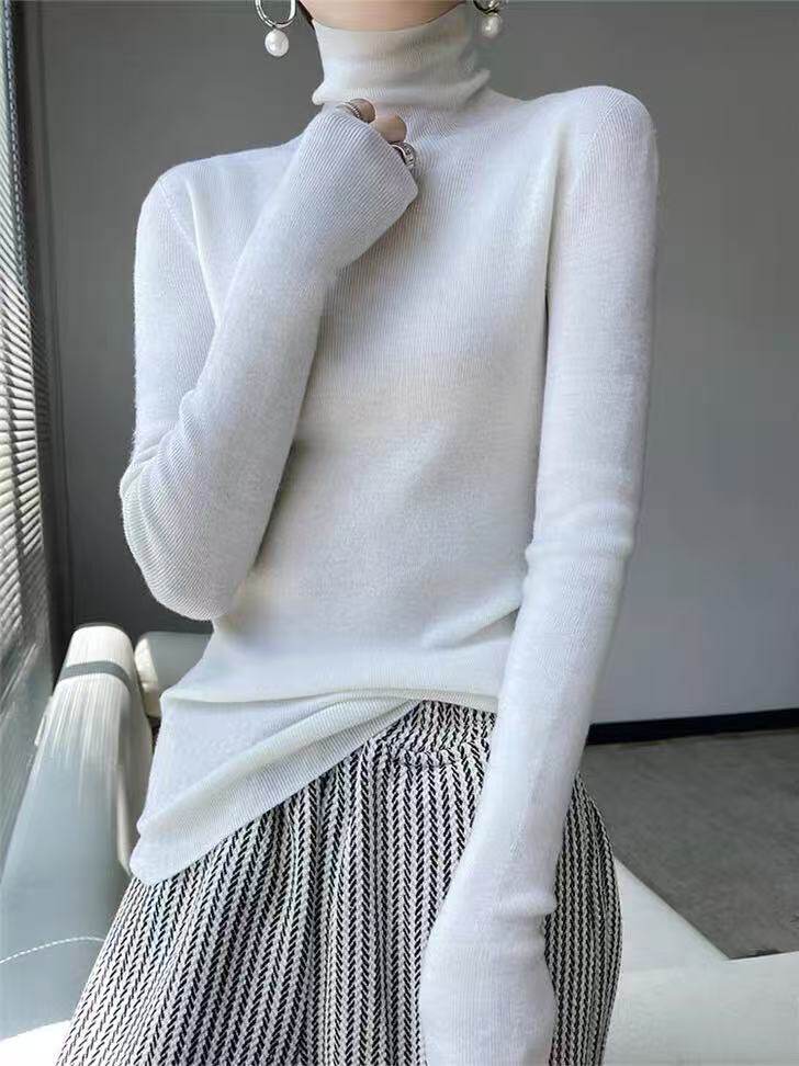 2025年秋季通勤套头堆堆领打底时尚百搭通勤简约休闲，女装羊毛衫，尚雪电商供货