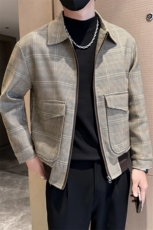 社会小伙高端短款格子宽松韩版外套风衣夹克男A236-FY8060-P135，男装夹克，电商A236