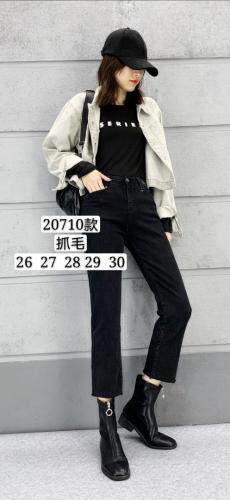冬季抓毛牛仔裤抓毛洗水棉，女装牛仔裤，菲库feiku