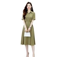 衬衫连衣裙女夏季2022年新款长裙气质显瘦裙子，女装连衣裙，雅佳俏