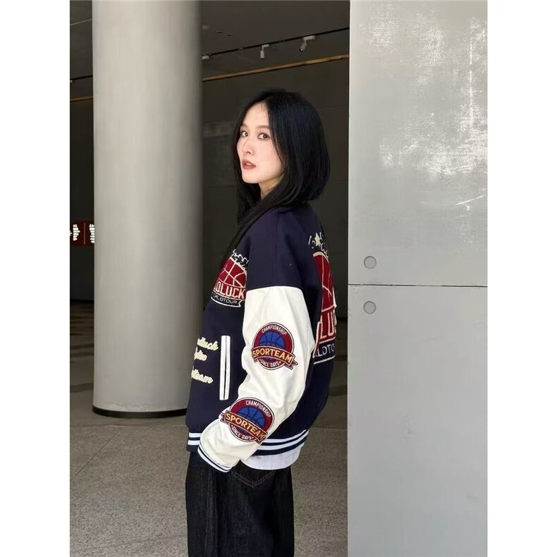 网络图现货潮流毛呢夹克毛巾刺绣拼皮夹克慵懒日系简约JFA13-P75,男装夹克,星座715-7