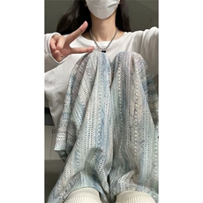 扎染镂空阔腿裤女2025新款春夏季高腰垂感休闲设计感宽松显瘦裤子，男装休闲裤，星座506A