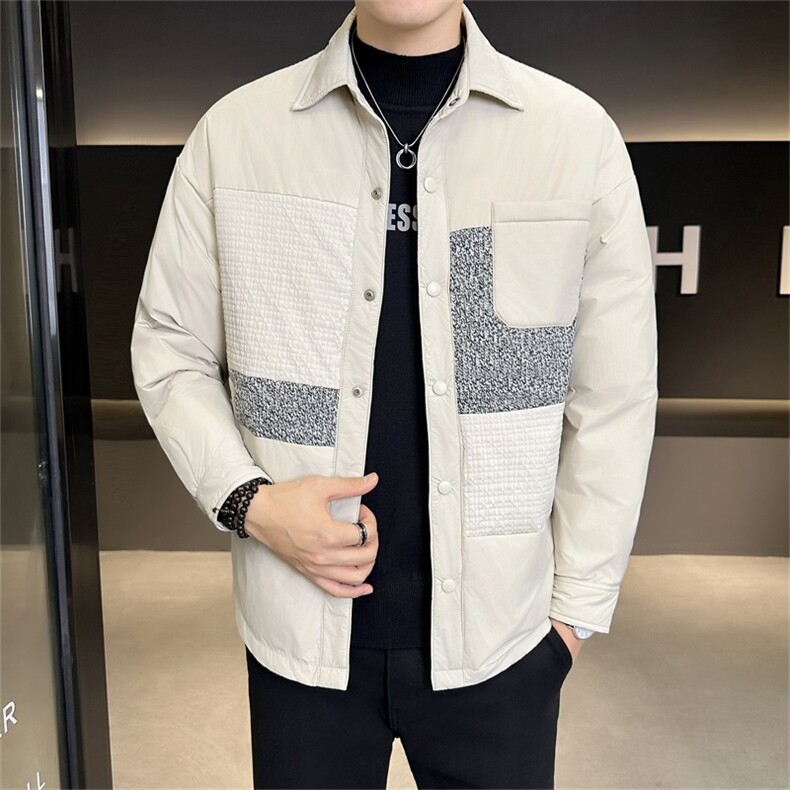 标90白鸭绒 店主风翻领休闲宽松轻奢羽绒服外套男8810-P210图片
