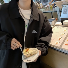 春秋季薄款外套男翻领夹克潮牌宽松纯色休闲CityBoy上衣W8802，男装夹克，星座1116A-1（原606A）