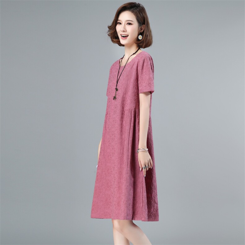 全棉连衣裙夏季2026新款衣服大码女装妈妈装高端全棉气质宽松裙子，女装连衣裙，简韵佳