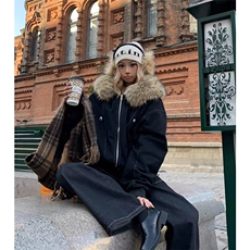 现货重磅boxy短款棉衣座山雕大毛毛领男女棉服水洗工装厚外套，男装棉衣，电商A486-1