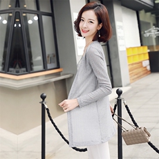 中长款直筒长袖纯色2022年秋季甜美优雅针织衫/毛衣，女装针织衫/毛衣，婵米儿