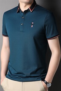 2023夏季新款中年男士翻领短袖T恤潮流POLO衫商务休闲时尚男上衣图片