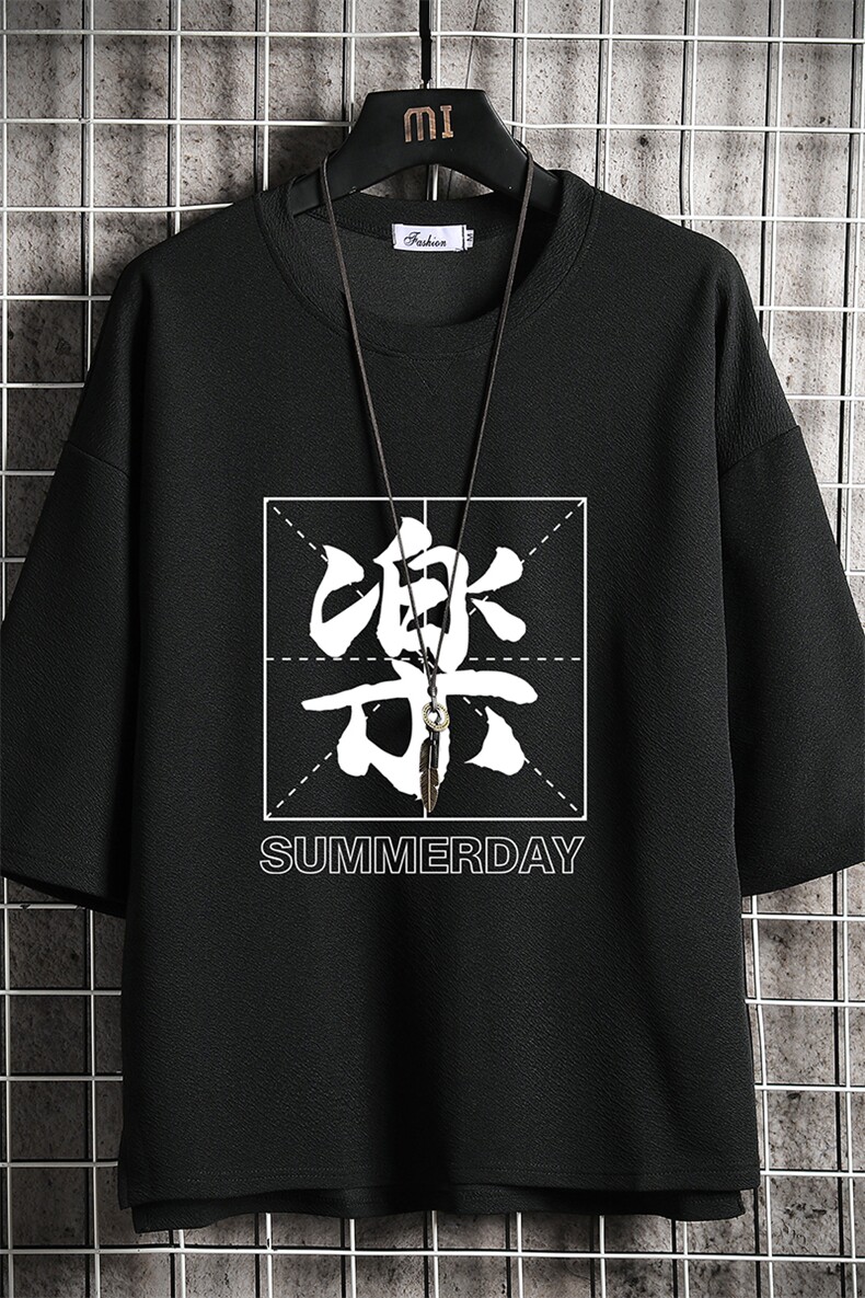 Q11197-P30春夏季七分袖t恤男大码五分袖男短袖中袖网格挂拍,男装T恤,电商A040A