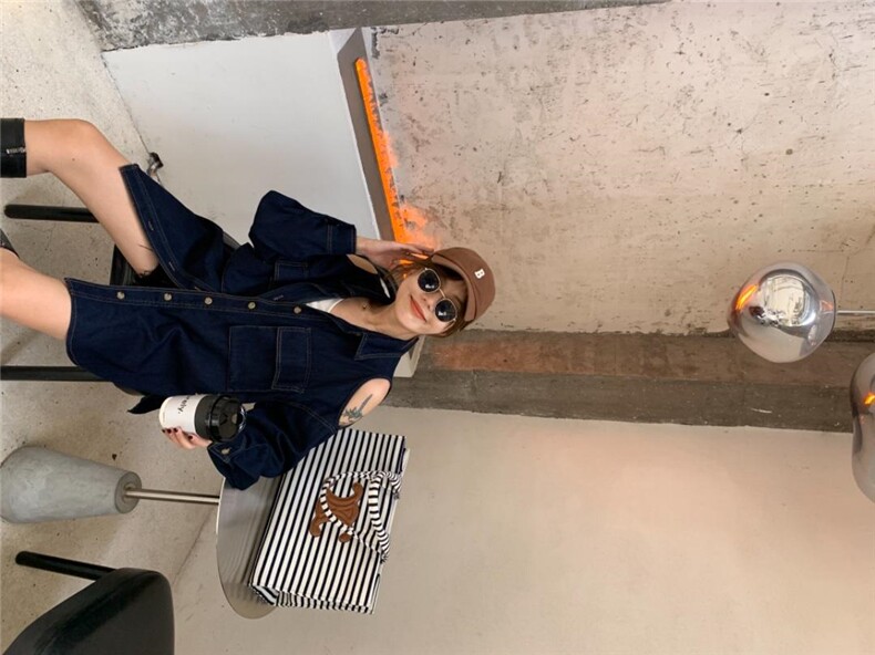 漏肩牛仔衬衫，女装衬衫，肆尔