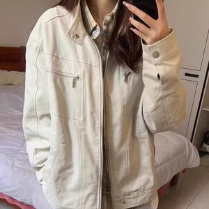 复古工装外套女春秋韩系小个子百搭宽松情侣夹克上衣 J201图片