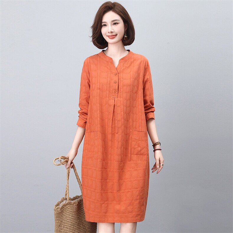 连衣裙2026新款女春秋中长款显瘦中年妈妈时尚洋气提花裙子潮,女装连衣裙,独衣靓